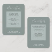 Minimal Sage Green Wedding Accommodation Informatiekaartje (Voorkant / Achterkant)