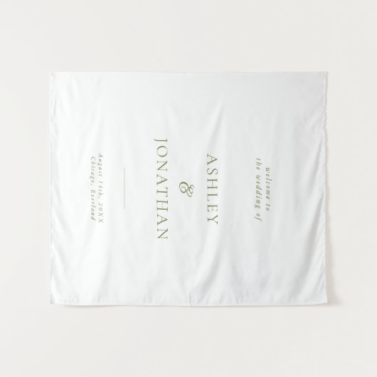 Minimal Sage Green Wedding Backdrop Tapestry Wandkleed (Voorkant (horizontaal))