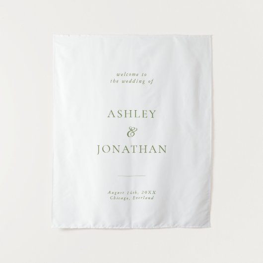 Minimal Sage Green Wedding Backdrop Tapestry Wandkleed (Voorkant)