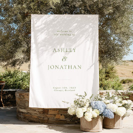 Minimal Sage Green Wedding Backdrop Tapestry Wandkleed
