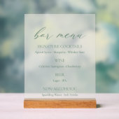 Minimal Sage Green Wedding Bar Menu  Acryl Bord (Neutraal)