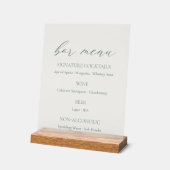 Minimal Sage Green Wedding Bar Menu  Acryl Bord (Hoek)