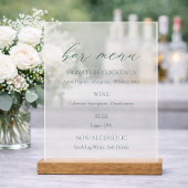 Minimal Sage Green Wedding Bar Menu  Acryl Bord
