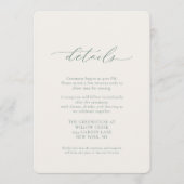 Minimal Sage Green Wedding Details Card  Kaart (Voorkant)