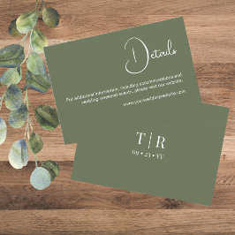 Minimal Sage Green Wedding Details Informatiekaartje