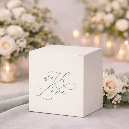 Minimal Sage Green Wedding Favor Box with Love Bedankdoosjes