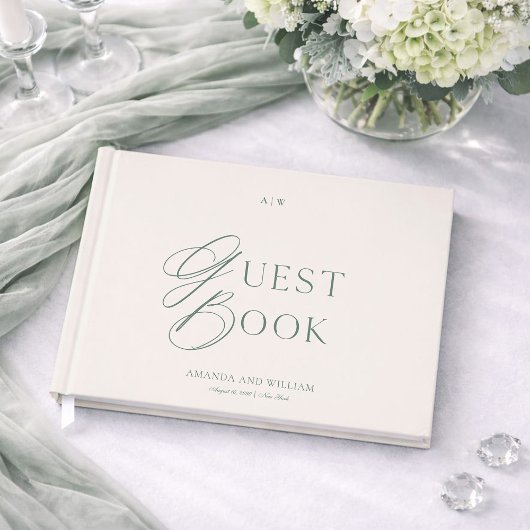 Minimal Sage Green Wedding Guest Book Gastenboek