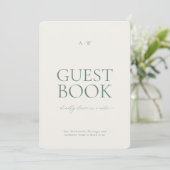 Minimal Sage Green Wedding Guest Book Sign Kaart (Staand voorkant)