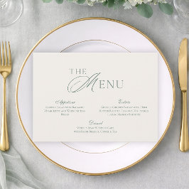 Minimal Sage Green Wedding Menu Card Kaart