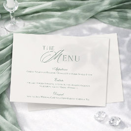 Minimal Sage Green Wedding Menu Card Kaart