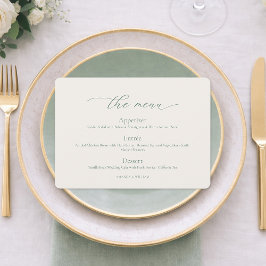 Minimal Sage Green Wedding Menu Card Kaart