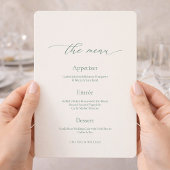 Minimal Sage Green Wedding Menu Card Kaart