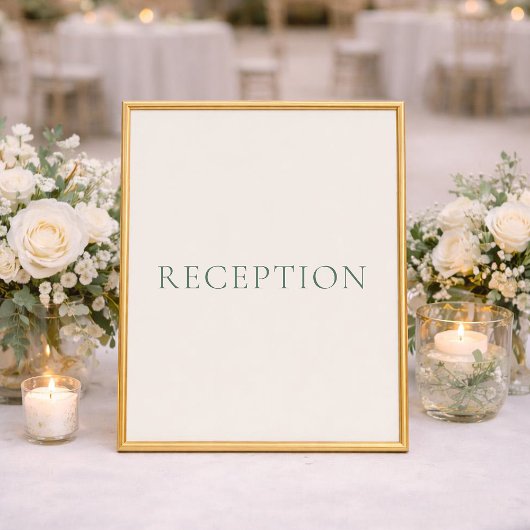 Minimal Sage Green Wedding Reception Sign Poster