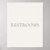 Minimal Sage Green Wedding Restrooms Sign Poster (Voorkant)