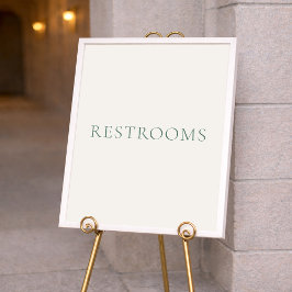 Minimal Sage Green Wedding Restrooms Sign Poster