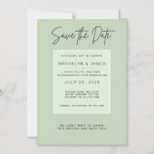 Minimal Sage Green Wedding Save The Date Magnetische Uitnodiging (Voorkant)