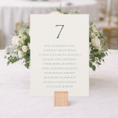 Minimal Sage Green Wedding Seating Chart Bedankkaart