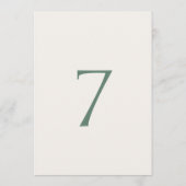 Minimal Sage Green Wedding Table Number Card Bedankkaart (Achterkant)