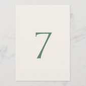 Minimal Sage Green Wedding Table Number Card Bedankkaart (Voorkant)