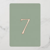 Minimal Sage Green Wedding Table Number Folie Feestdagenkaart (Voorkant)
