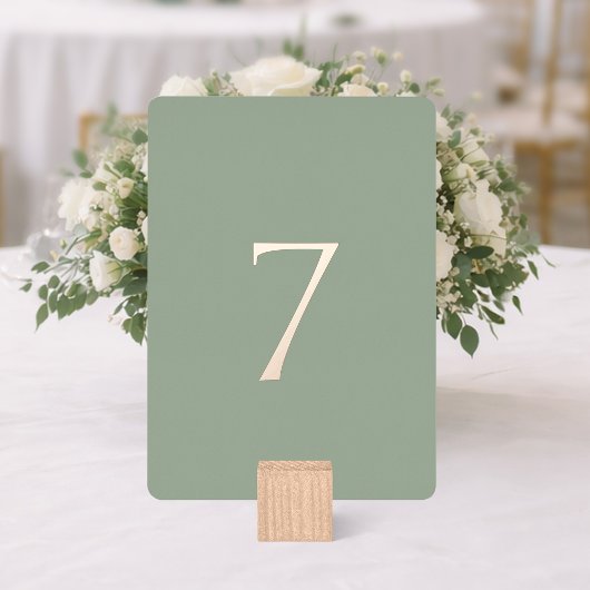 Minimal Sage Green Wedding Table Number Folie Feestdagenkaart