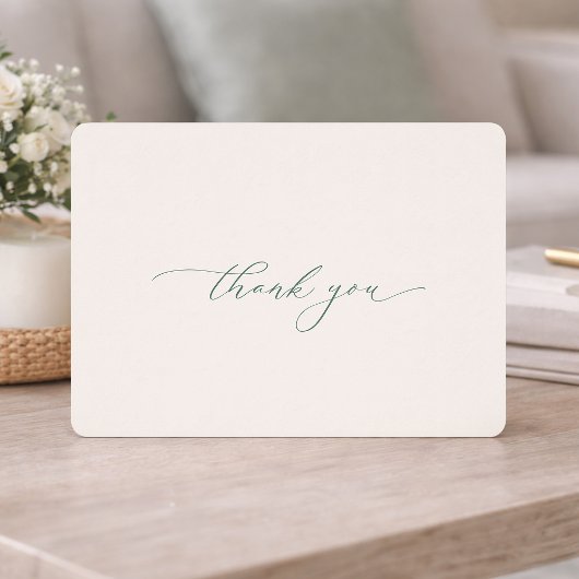 Minimal Sage Green Wedding Thank You Card Kaart
