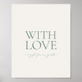 Minimal Sage Green “With Love” Wedding Favor Sign Poster (Voorkant)