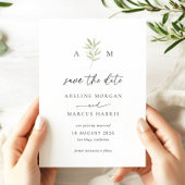 Minimal Sage Greenery Save the Date Kaart