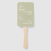 Minimal Sage Greenery Wedding Programma Handwaaier (Achterkant)