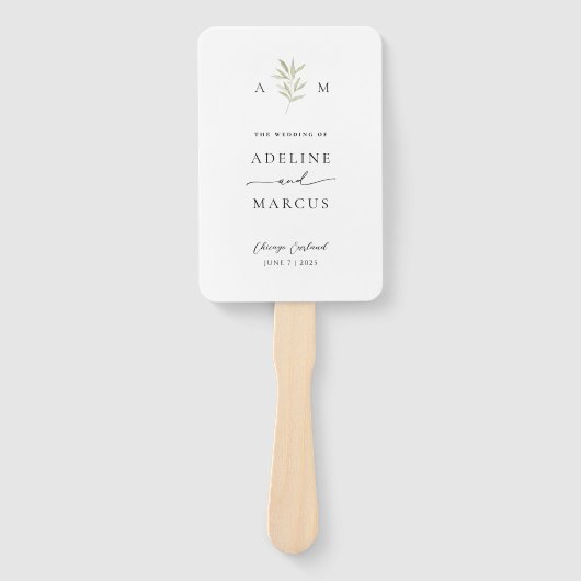 Minimal Sage Greenery Wedding Programma Handwaaier (Voorkant)