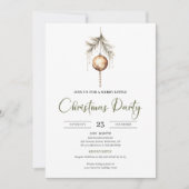Minimal Sage Neutral Light Brown Christmas Party Kaart (Voorkant)
