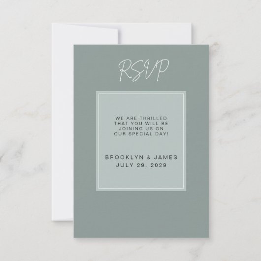 Minimal Sage Wedding RSVP Card (Achterkant)
