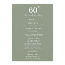 Minimal Sage & White 60th Birthday Party Custom