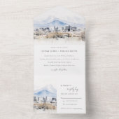 Minimal Salt Lake City Utah Waterverf bruiloft All In One Uitnodiging (Binnen)