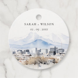 Minimal Salt Lake City Utah Waterverf bruiloft Bedankjes Labels