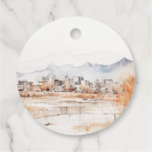 Minimal Salt Lake City Utah Waterverf bruiloft Bedankjes Labels (Achterkant)