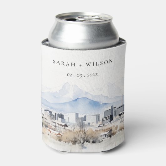 Minimal Salt Lake City Utah Waterverf bruiloft Blikjeskoeler (Blikje Voorkant)