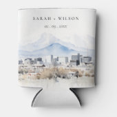 Minimal Salt Lake City Utah Waterverf bruiloft Blikjeskoeler (Voorkant)