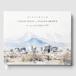 Minimal Salt Lake City Utah Waterverf bruiloft Gastenboek