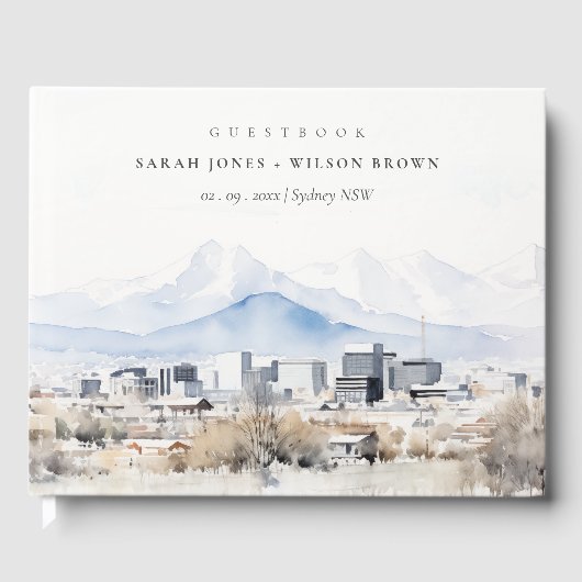 Minimal Salt Lake City Utah Waterverf bruiloft Gastenboek (Voorkant)