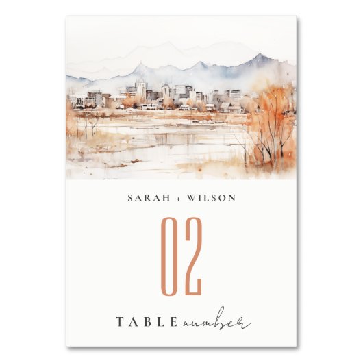 Minimal Salt Lake City Utah Waterverf bruiloft Kaart (Voorkant)