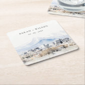 Minimal Salt Lake City Utah Waterverf bruiloft Kartonnen Onderzetters (Schuin)