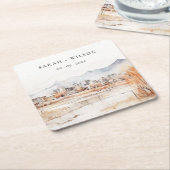 Minimal Salt Lake City Utah Waterverf bruiloft Kartonnen Onderzetters (Schuin)