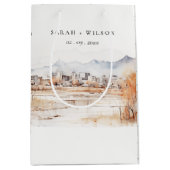 Minimal Salt Lake City Utah Waterverf bruiloft Medium Cadeauzakje (Voorkant)