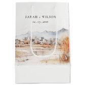 Minimal Salt Lake City Utah Waterverf bruiloft Medium Cadeauzakje (Achterkant)