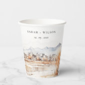 Minimal Salt Lake City Utah Waterverf bruiloft Papieren Bekers (Voorkant)