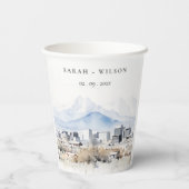 Minimal Salt Lake City Utah Waterverf bruiloft Papieren Bekers (Achterkant)