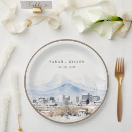 Minimal Salt Lake City Utah Waterverf bruiloft Papieren Bordje