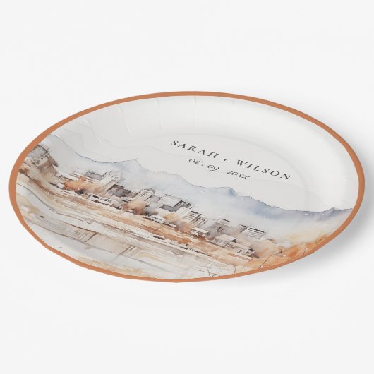 Minimal Salt Lake City Utah Waterverf bruiloft Papieren Bordje (Gekanteld)