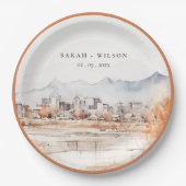 Minimal Salt Lake City Utah Waterverf bruiloft Papieren Bordje (Voorkant)